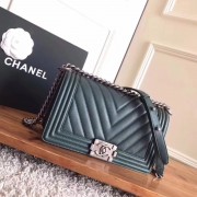 Chanel 92058 Le Boy 25cm Medium Bag Cobalt Chevron Caviar RHD