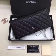 Chanel 9809 Quilted Clutch Black Carviar SHD