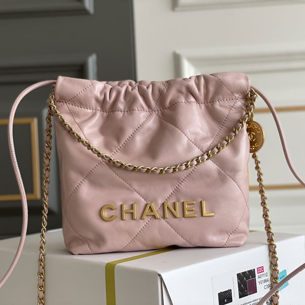 Chanel Shiny Calfskin Quilted Mini Chanel 22 Pink
